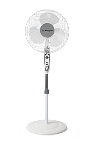 Orbegozo Sf 0147 - Ventilador oscilante de pedestal, 3 niveles de ventilación, tamaño de pala 40 cm, regulable en altura, 50 W, blanco