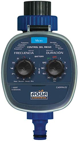 Programador Riego Jardín Aqua Control C4099O, Para todo tipo de grifos, Apertura a 0 Bar, Antiguo C4099N, Color Azul