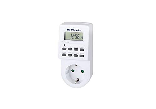 Orbegozo PG 20 - Programador eléctrico digital con pantalla LCD, temporizador de funcionamiento programable, Blanco