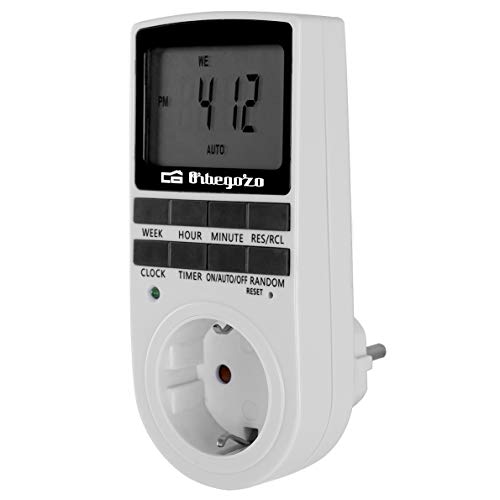 Orbegozo PG 25 - Programador digital semanal, 16 programas, uso flexible 24/7, modos de funcionamiento: on/off/auto, batería incluida
