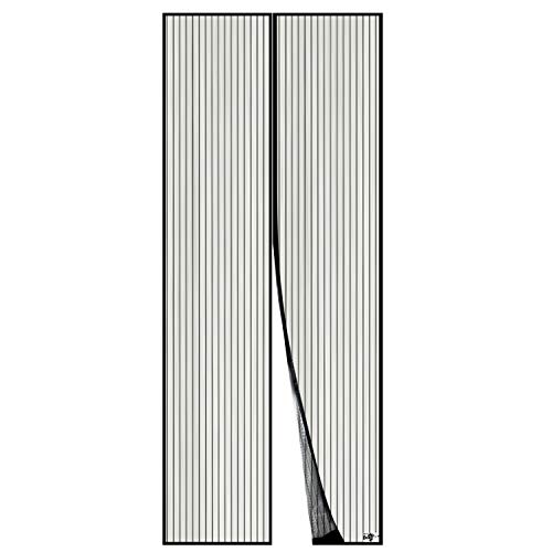 Puerta mosquitera magnética Apalus, cortina de malla, cierre magnético de arriba a abajo, cierra automáticamente y mantiene el aire fresco (90x210CM, negro)