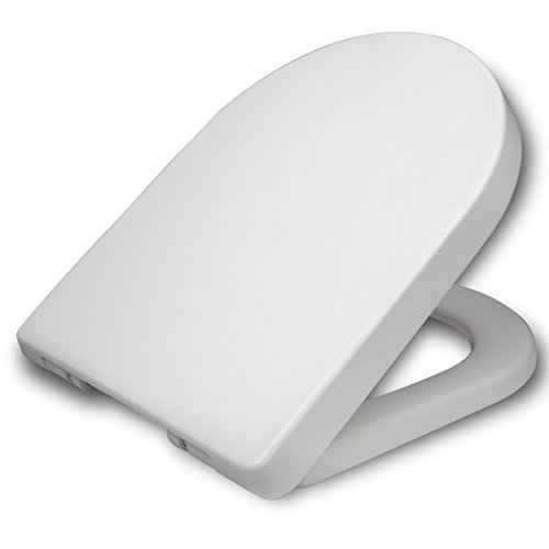 WOLTU Asiento de inodoro Asiento de inodoro Asiento de inodoro Bisagra con cierre suave Instalación / extracción rápida, Plástico antibacteriano blanco WS2543