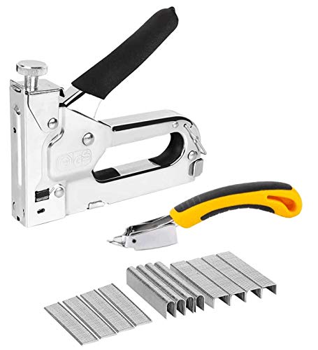 Grapadora manual INHEMI, grapadora 3 en 1 para tapicería con 3000 piezas de clavos y quitagrapas para tornillería, decoraciones, carpintería, muebles, puertas y ventanas, vallas publicitarias