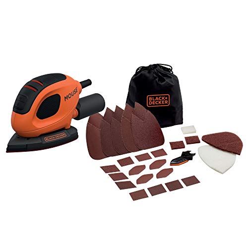 Negro para detalles del ratón BLACK+DECKER BEW230BC 55W 11.000 rpm 1,5 mm de diámetro de órbita Incluye 15 accesorios y maletín de transporte
