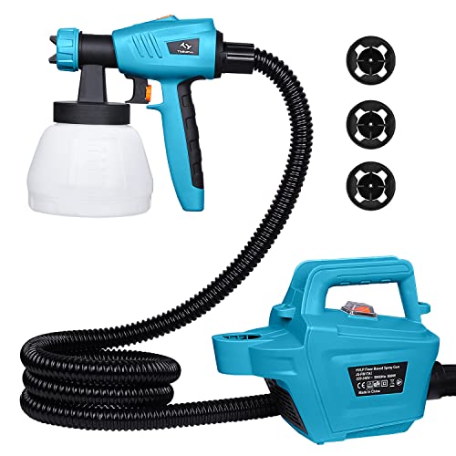 Pistola de pintura Tilswall de 800 W, gran capacidad 1300 ml, mejor velocidad 1100 ml/min, pintura de 3 vías con 3 boquillas (φ1,0 mm, φ1,8 mm, 2,6 mm) 3 filtros de pintura de diferentes densidades