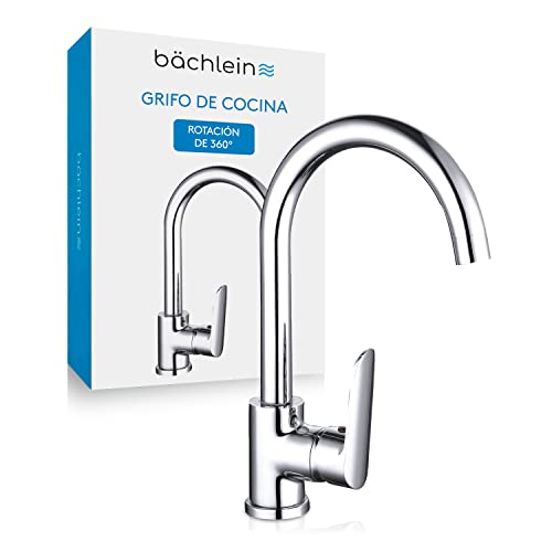 Grifo de cocina cromado Bächlein - Grifo de fregadero con tubo giratorio de 360 ​​°, grifo moderno