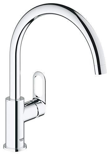 Grohe BauLoop - Grifo de cocina monomando para instalación de un solo orificio.  Boquilla alta giratoria 360° (Ref. 31368000)