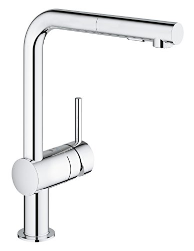 Grohe 30274000 Minta - Grifo de cocina monomando, caño giratorio de 360°, caño alto en forma de L, cabezal desmontable
