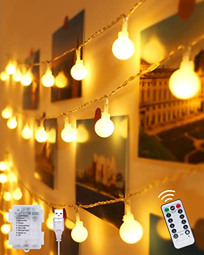 Kolpop Guirnaldas de luces LED, 8M 80 Guirnaldas LED Luces LED de 8 vías, luces LED decorativas Alimentado con baterías Guirnalda LED Decoración para exteriores, interiores, jardines, casas, bodas, fiestas navideñas
