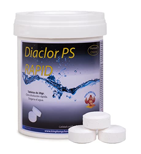 Cloro Rápido para Piscinas Pequeñas - DIACLOR PS RAPID 1 KG - 50 Pastillas Cloro Rápido (20 gr) - Tratamiento de choque - ESPECIALES PARA PISCINAS PEQUEÑAS - SIN CURSO - NUEVA FÓRMULA 100% SEGURA