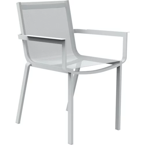 Silla exterior de aluminio con apoyabrazos gris hudson