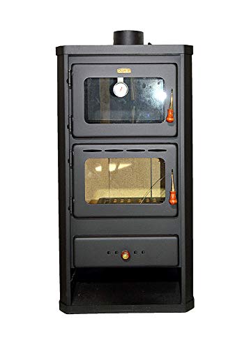 Estufa de leña con horno de acero y una potencia calorífica de 12 kW