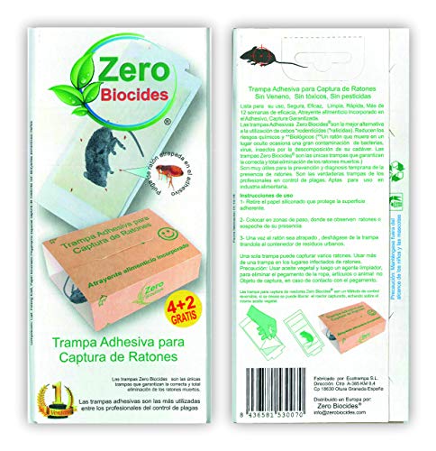 Cero Biocidas 6 trampas para ratones que incorporan atrayente Made in Spain