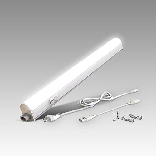 BKLicht - Bandă LED sub dulapuri și dulapuri, lumină albă neutră, iluminare sub dulap cu întrerupător, 4W, 4000K, 400lm, culoare albă