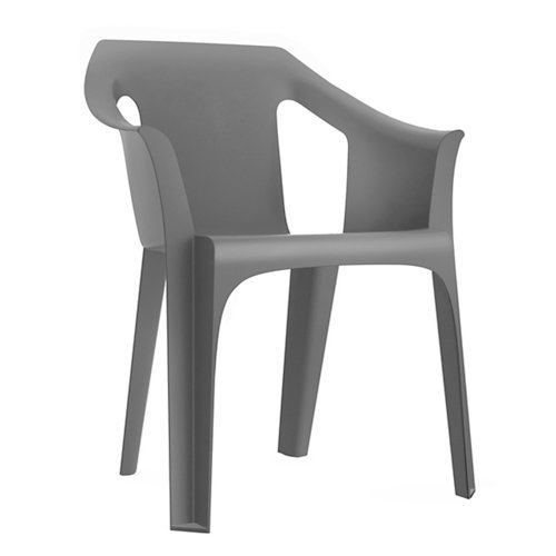 Silla exterior de resina gris frío