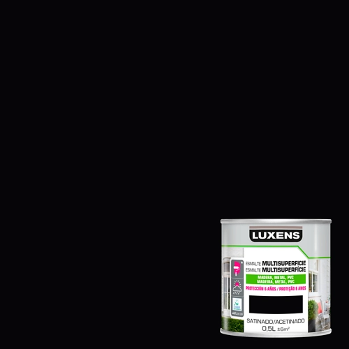 Luxens pintura satinada al agua para múltiples superficies 500 ml negra