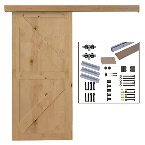 HOMCOM Kit de herrajes para puertas correderas Guía de 200 cm para puertas correderas Accesorios de madera Aleación de aluminio marrón