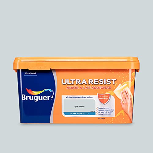 Bruguer ULTRA RESIST Pintura de pared ultra lavable Gris Niebla 4L