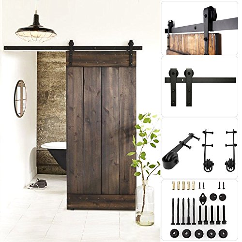 FIXKIT 6Ft 183cm Herrajes para puertas correderas, kit de guías para puertas correderas, rieles para puertas correderas, juego de piezas metálicas para puertas correderas 183 * 4 * 0,6 cm