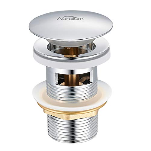 Auralum - Tapones pop-up universales para piscina, válvula de desagüe cromada con rebosadero, desagüe Clic-Clac con rebosadero para piscina
