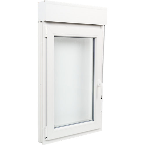 Cristal basculante de pvc blanco con persiana izquierda 75x135 cm