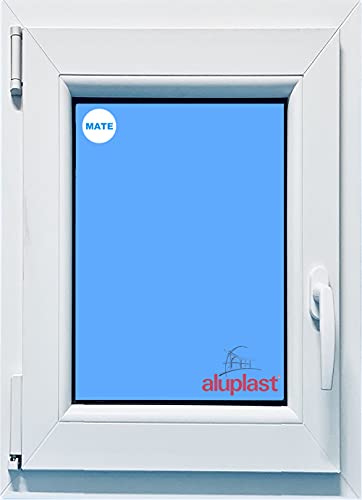 (V31M) Ventana PVC 500x800 blanca inclinada y gira a la izquierda vidrio satinado