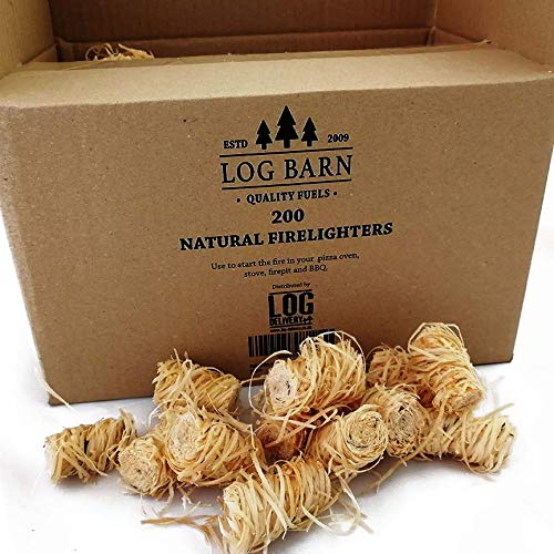 Encendedores de leña natural ECO - 200 encendedores de lana de madera por caja.  Ideal para encender fuegos de estufa.