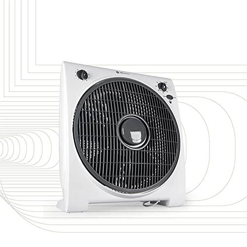 TECVANCE TV-6633 Ventilador de mesa o de suelo-Box-ventilador-Extra silencioso y potente-4 Velocidades-Temporizador-32cm Diámetro, Blanco, 1 unidad