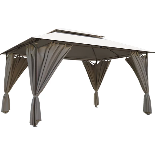 Pérgola acero gris y material taupe oxys 300x400 cm