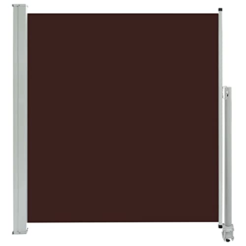 vidaXL Cobertor lateral retráctil para terraza, terraza, exterior, parasol, tabique, jardín, marrón, lona, ​​tela PU, tela, soporte hierro 140x300 cm
