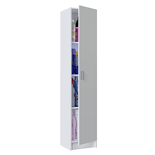 Armario multifuncional Habitdesign, 1 puerta, columna, acabado blanco mate, medidas: 37 cm (ancho) x 182 cm (alto) x 37 cm (fondo)
