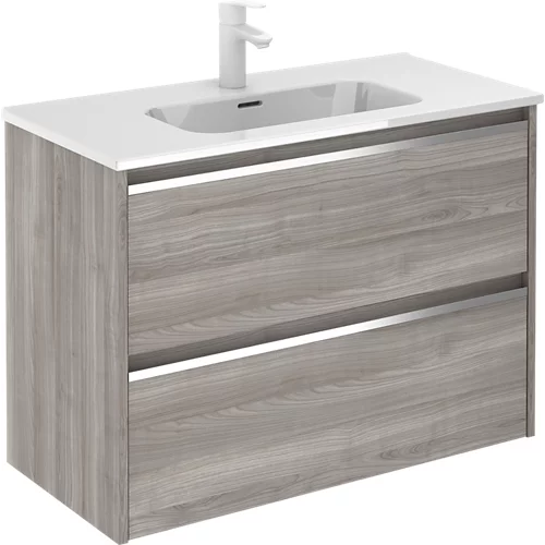 Mueble de baño con lavabo Beta con 2 cajones gris arenado 80x38 cm