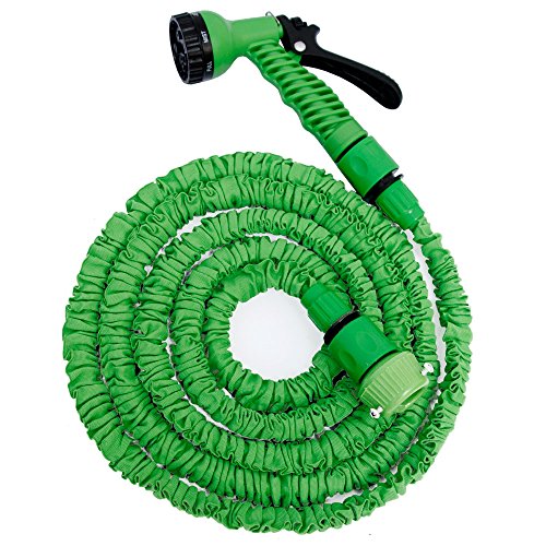 Manguera de riego extensible EYEPOWER con presión de agua hasta 3 veces la longitud original 2,5 m-7 m, incluye pistola 7 chorros diferentes