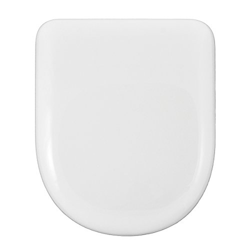 Tapa de inodoro compatible con DU Shape - Bisagra ajustable y desmontable - Fácil instalación y limpieza - Asiento de inodoro de alta resistencia - Blanco - 43 x 36 x 5 cm