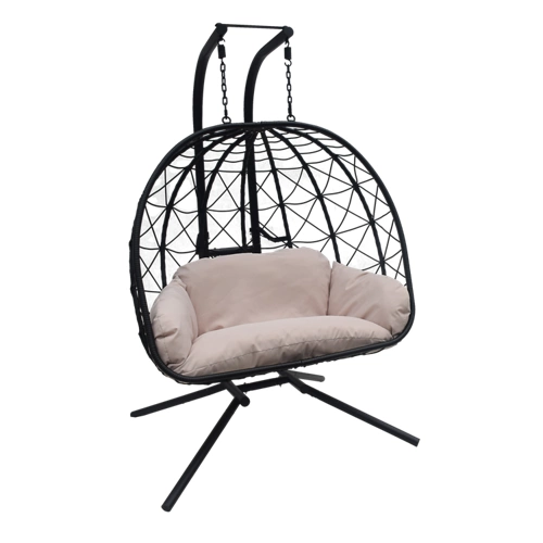 Sillón doble suspendido exterior fabricado en metal natural 124x201x112 cm