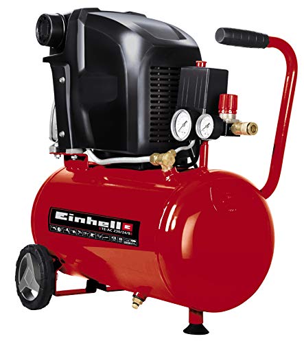 Compresor de alambre Einhell - TE-AC 230/24/8.  1500 W, máx.  8 bar, depósito: 24 l, lubricación: aceite, antivibración, válvula antirretorno, tapón de vaciado, 2 manómetros