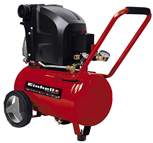 Einhell TE-AC 270/24/10 - Compresor de aire (1,8 kW, 24 L, capacidad de aspiración 270 l/min, 10 bar, lubricado con aceite, ruedas grandes) (ref. 4010450)