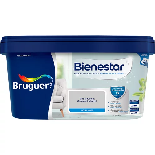 Pintura gris industrial bienestar 4l