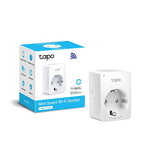 TP-Link TAPO P100 - Mini enchufe Wi-Fi inteligente, óptimo para programar encendido/apagado y ahorro de energía, no requiere HUB, compatible con Alexa y Google Home, blanco