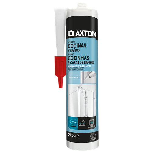 Silicona para cocinas y baños axton 280 ml transparente