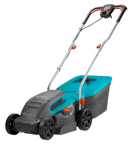 Cortacésped eléctrico PowerMax 1200/32 GARDENA: Cortacésped hasta 300 m², Ancho de corte 32 cm, Volumen 30 l, Altura de corte 20-60 mm, Manillar plegable, Empuñadura ergonómica (5032-20)