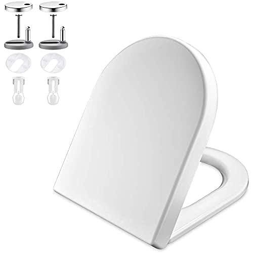 GRIFEMA G951 - Tapa de inodoro, Asiento de inodoro en forma de D de liberación suave con liberación rápida para facilitar la limpieza, blanco, tamaño 1 [Exclusivo en Amazon]