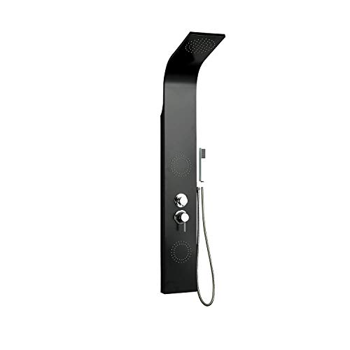 DP Grifería - Columna de ducha hidromasaje para baño negra (aluminio) modelo Santorini