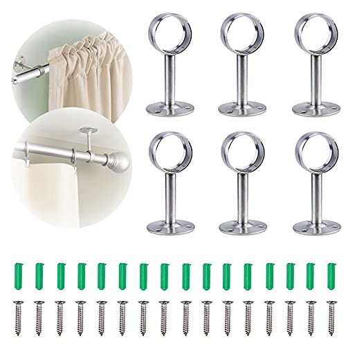 Juego de 6 piezas Gloryit de soportes de techo ajustables, soporte de barra de gabinete para soporte de barra de cortina en techo o pared, instalar barra de cortina en el interior