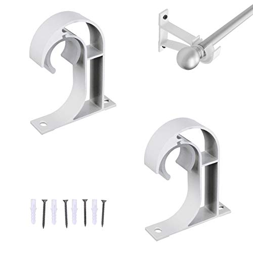 Soportes para barra de cortina de 2 piezas, soporte para barra de cortina simple de aleación de aluminio, soporte para barra de cortina resistente de 28 mm, blanco