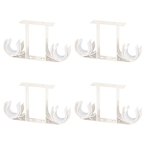 UFURMATE Soportes para barra de cortina, 4 uds.  Soportes para montaje en techo, fabricados en aleación de aluminio, Soportes dobles para barra de cortina de 28 mm (blanco)
