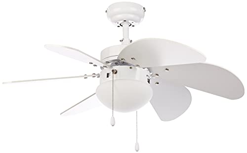 Orbegozo CP 15076 B - Ventilador de techo con luz, 6 palas de madera, silencioso, 3 velocidades, diámetro 80 cm, potencia 50 W