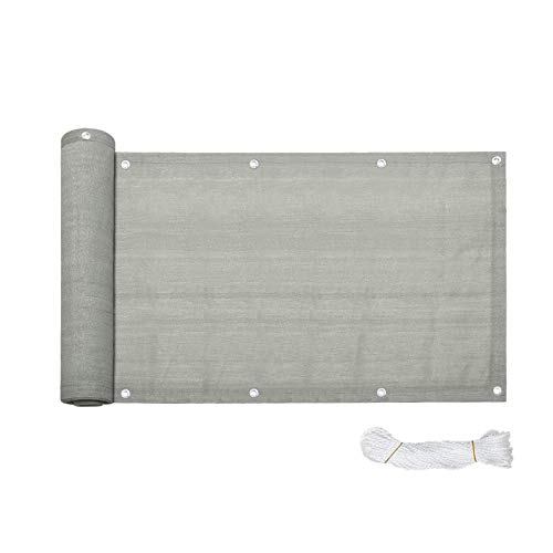Pantalla de balcón LZQ, 90 x 600 cm, PVC, Pantalla de balcón, Protección contra el viento, Protección UV HDPE, Gris