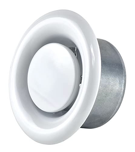 Difusor extractor blanco Ø 80mm para pared o techo con válvula de disco, acero