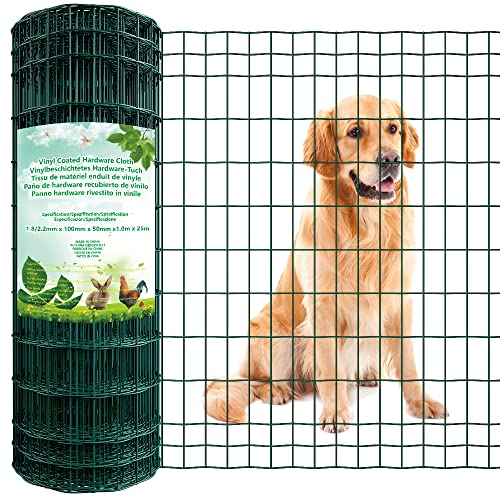 Hides 100cm X 25M Cuadrado Verde Malla de Malla de Plástico Malla de Alambre Soldado Plastificado - RAL6005 Tamaño 50 x 100 mm Valla de Jardín Rodillo DA001